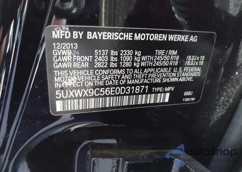2014 BMW X3 xDrive28I z USA, uszkodzony, nr VIN 5UXWX9C56E0D31871